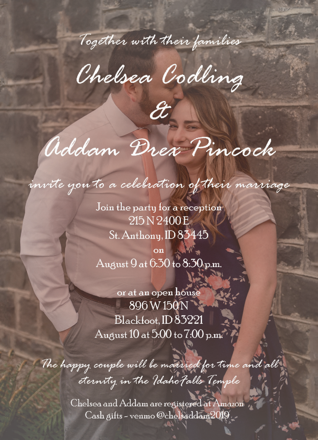 Single-sided wedding announcement
